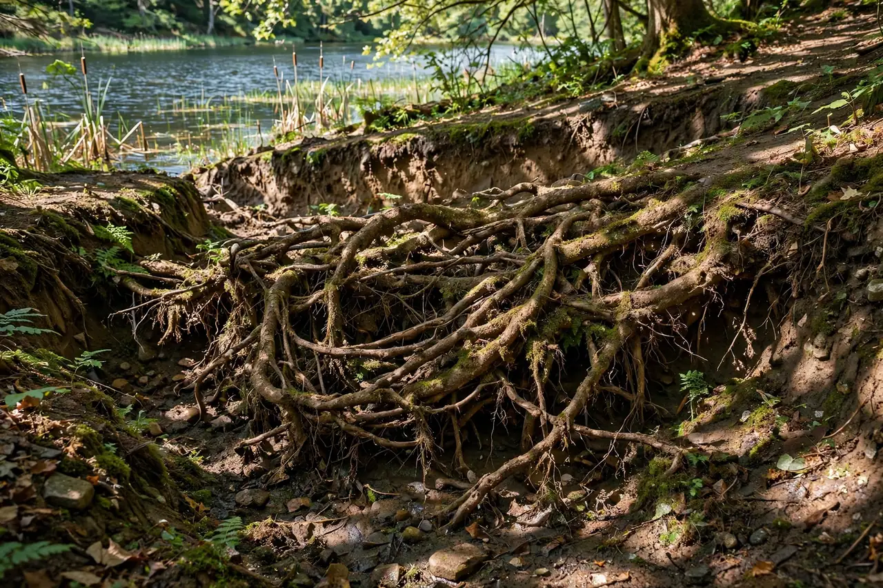 Dense Roots On Shaded Lakeside Lots
