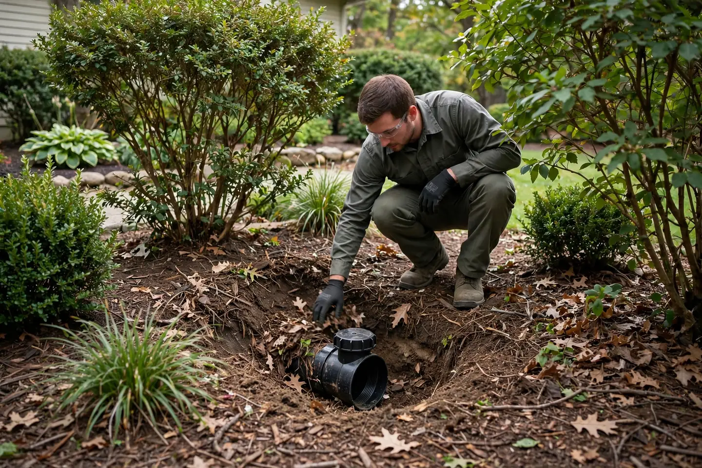 Buried cleanouts under decades of landscaping