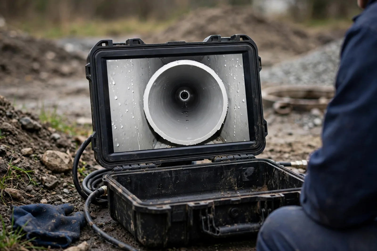 Final camera pass showing the smooth renewed pipe interior on a monitor